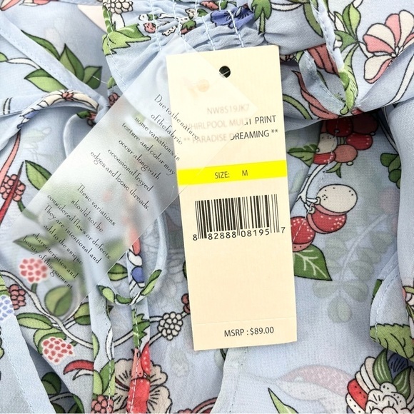 NWT Nanette Lepore Blue Paradise Dreaming Sheer Blouse Top Size Medium - Picture 11 of 13
